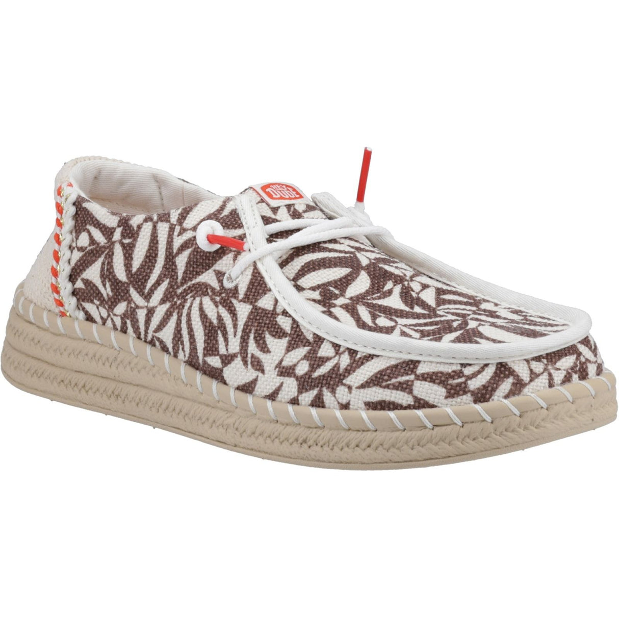 HEYDUDE Womens Wendy Espadrille Retro Palm Shoes Downtown Brown/Egret