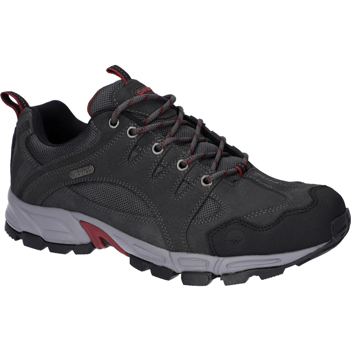 Hi-Tec Mens Auckland Lite Shoes Graphite Grey/Dark Red
