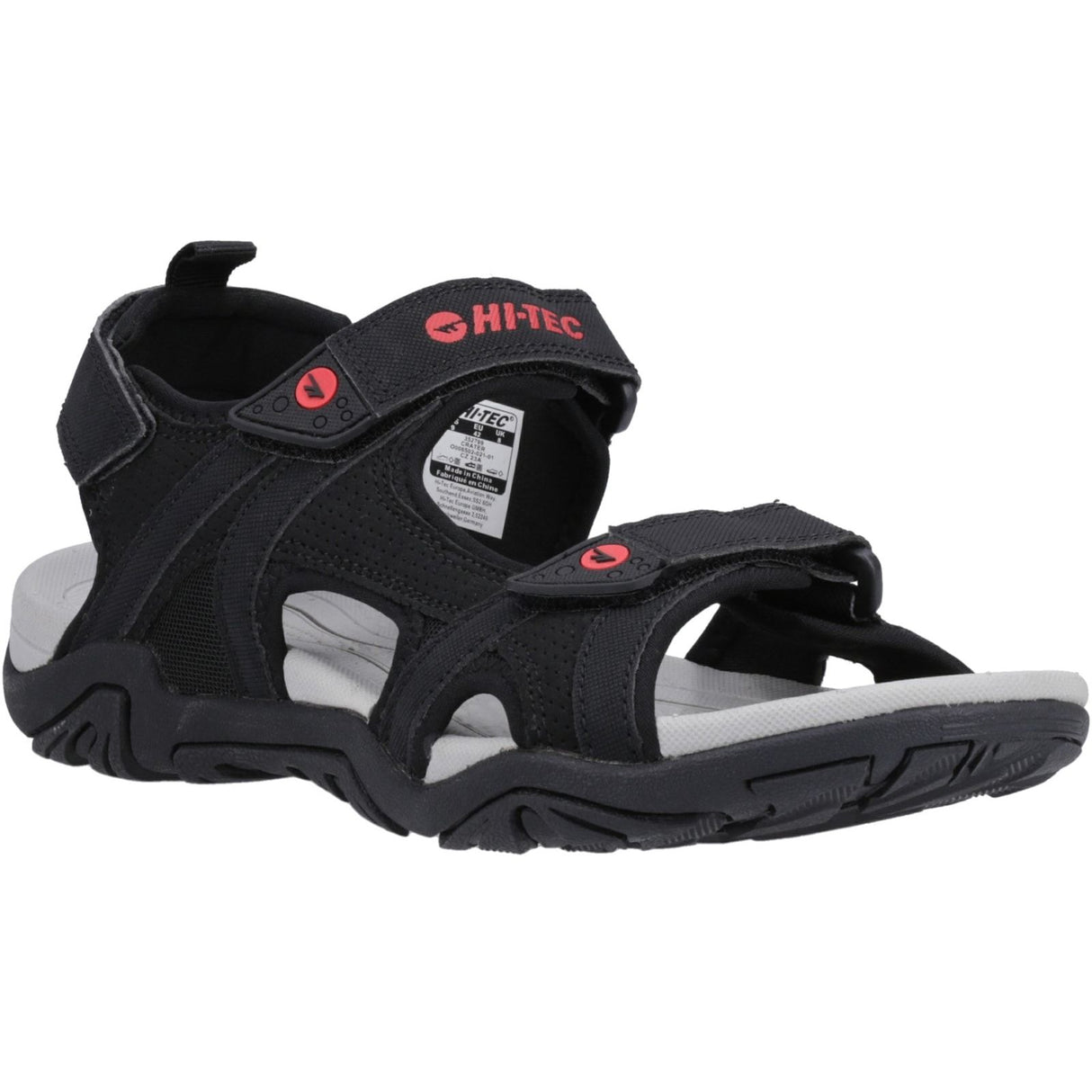 Hi-Tec Mens Crater Sandal Black/Grey/Red