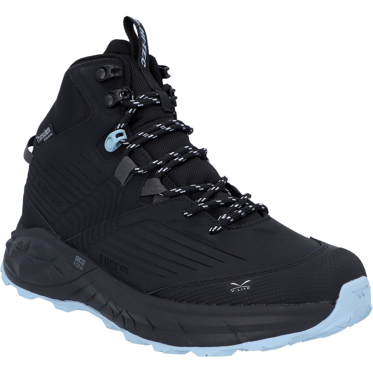 Hi-Tec Womens Fuse Trek Mid Hiking Boots Black/Blue Fog