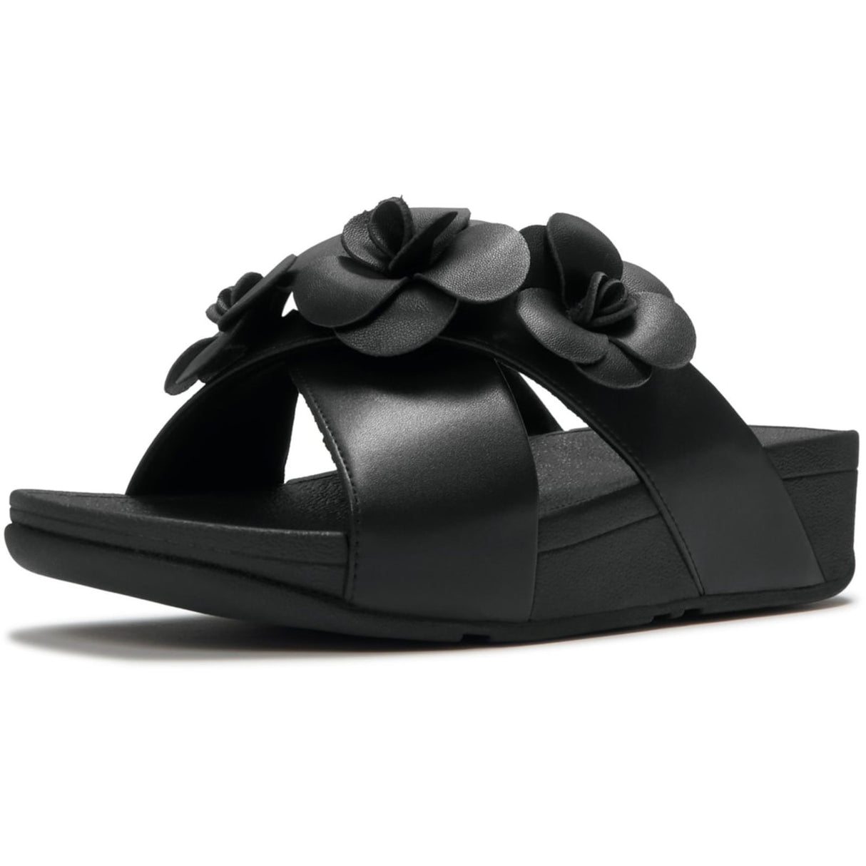 Fitflop Womens Lulu Flower Cross Slides Black