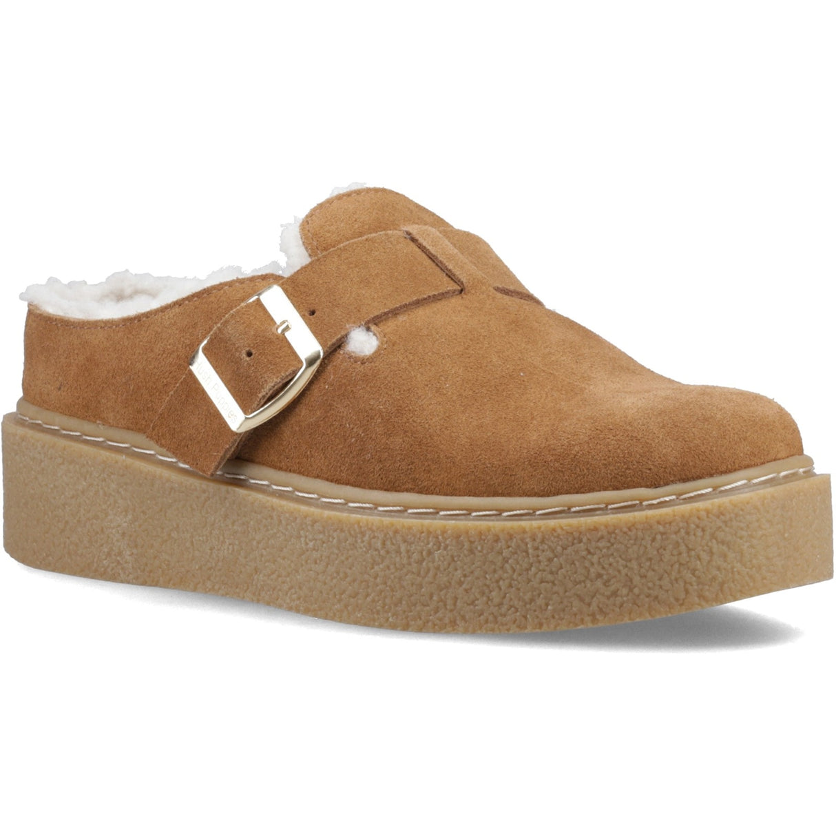 Hush Puppies Womens Blanche Fur Mule Tan