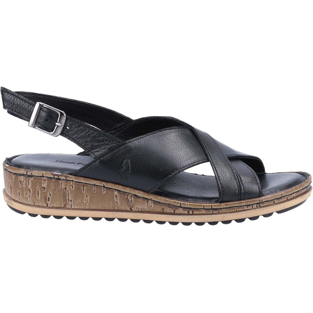 Hush Puppies Womens Elena Cross Over Wedge Sandal Black