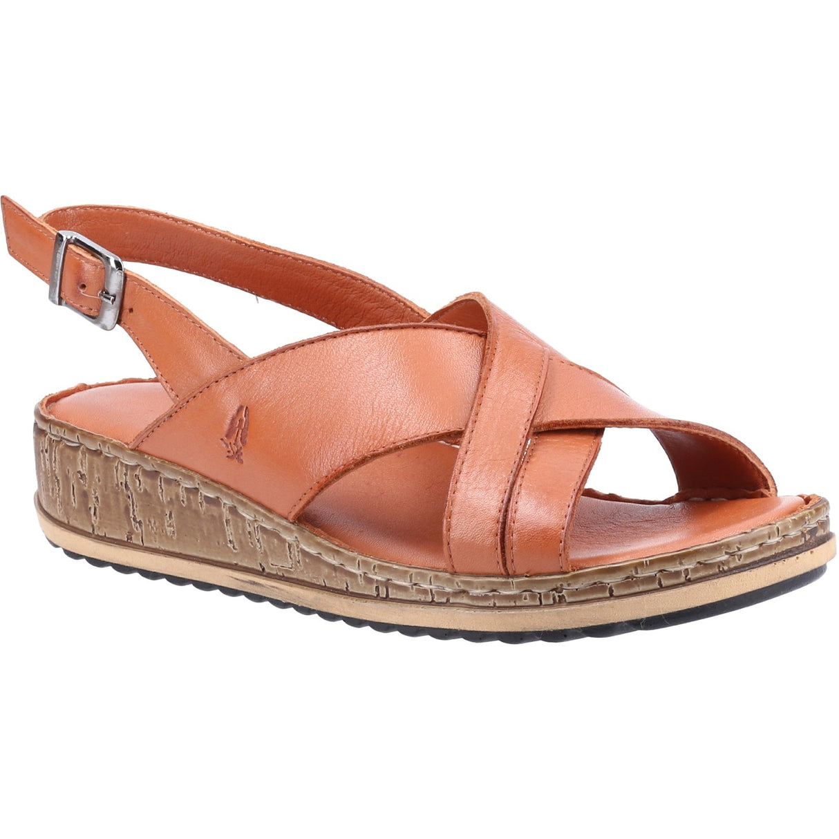Hush Puppies Womens Elena Cross Over Wedge Sandal Tan