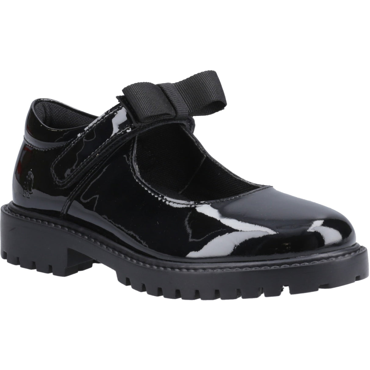 Hush Puppies Junior Girls Astrid Bow Patent Jnr Black