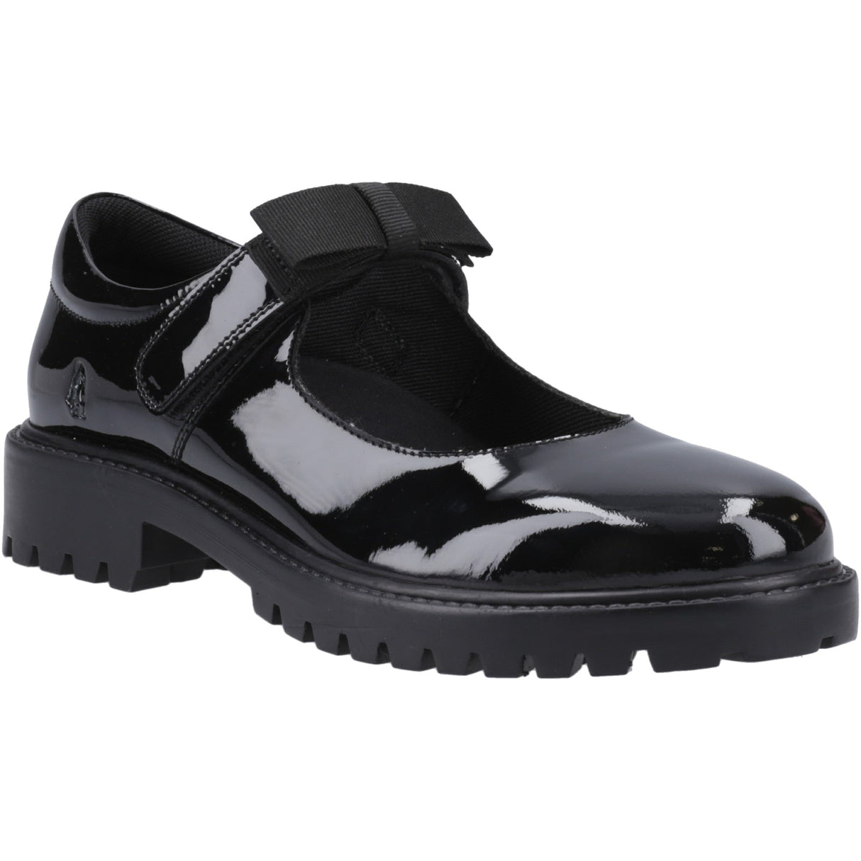 Hush Puppies Girls Astrid Bow Patent Snr Black