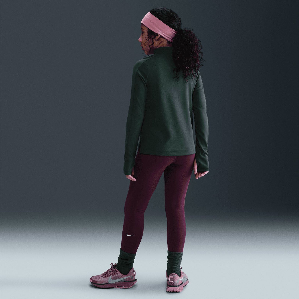 Nike Girls DF ONE TIGHT AOP Maroon