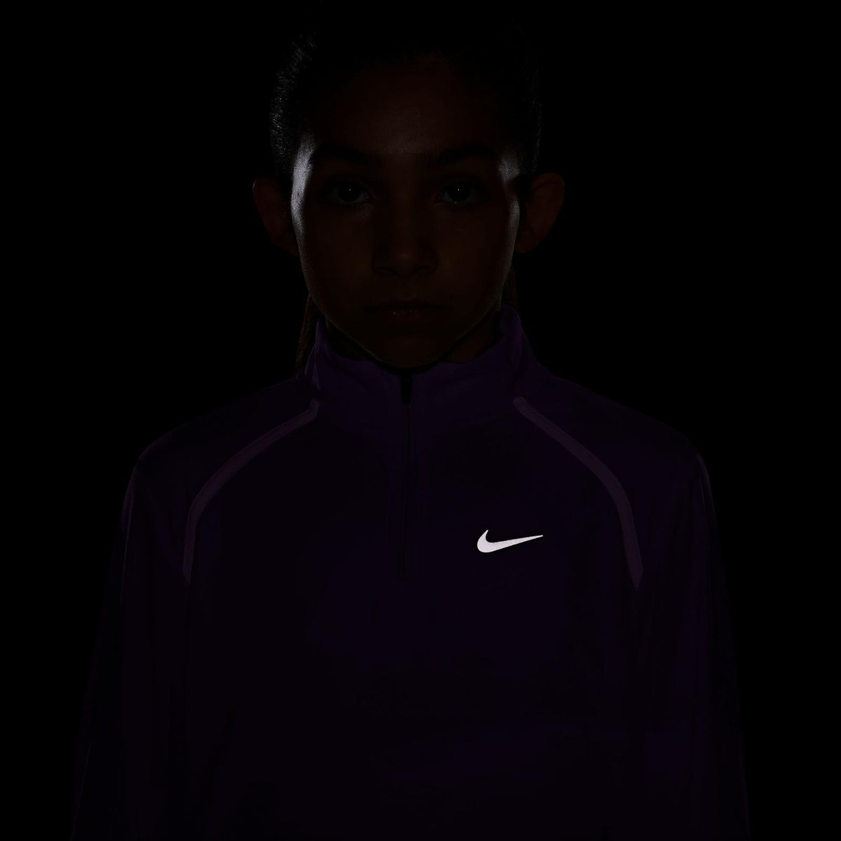 Nike Girls DF Tempo LS Half Zip Purple