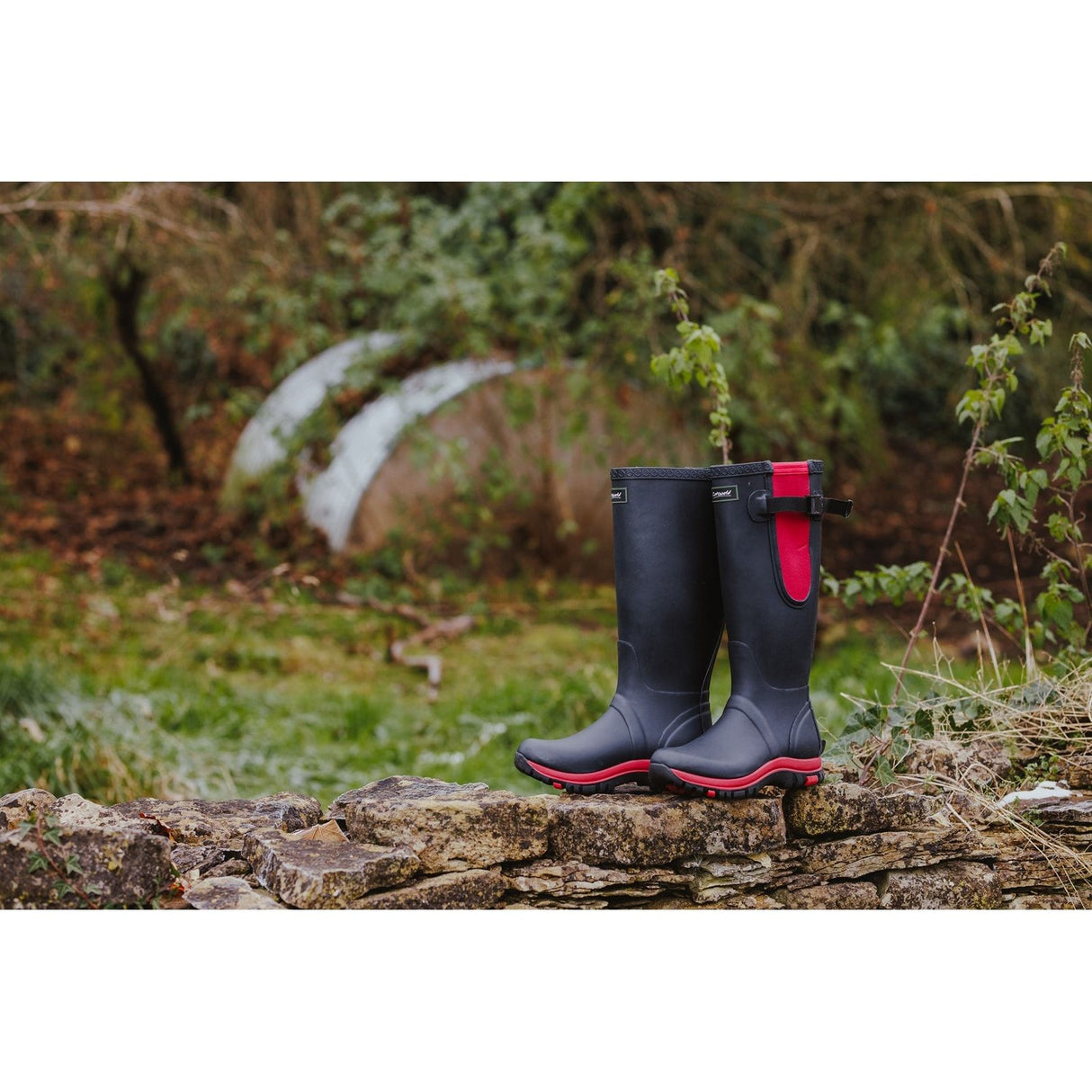 Cotswold Womens Milton Adjustable Wellington Boot Navy/Pink