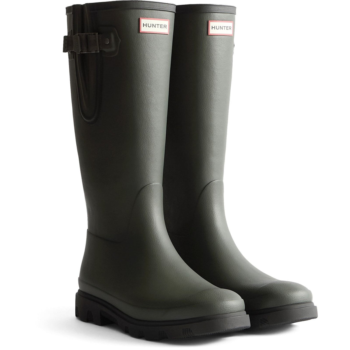 Hunter Mens Downpour Adjustable Boot Dark Olive/Black