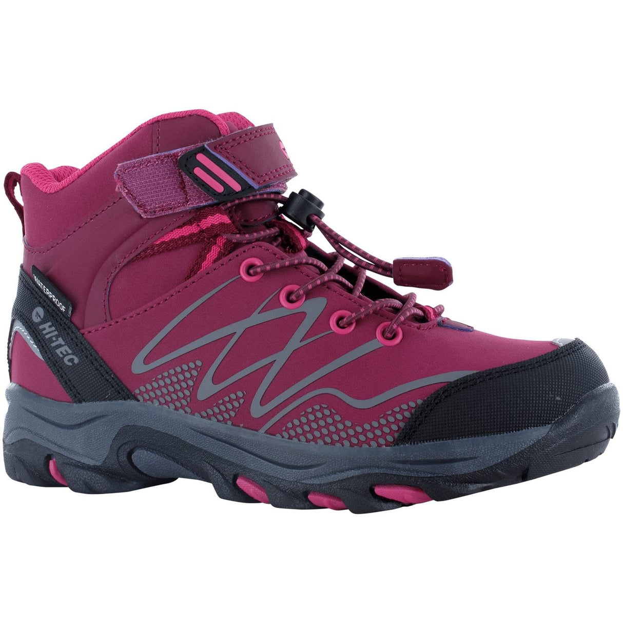 Hi-Tec Junior Girls Blackout Mid Boots Dark Rose/Fuchsia