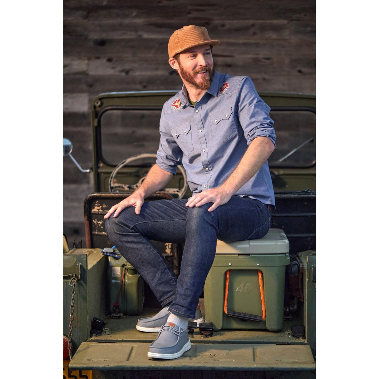 HEYDUDE Mens Paul Canvas Shoes Monument Grey