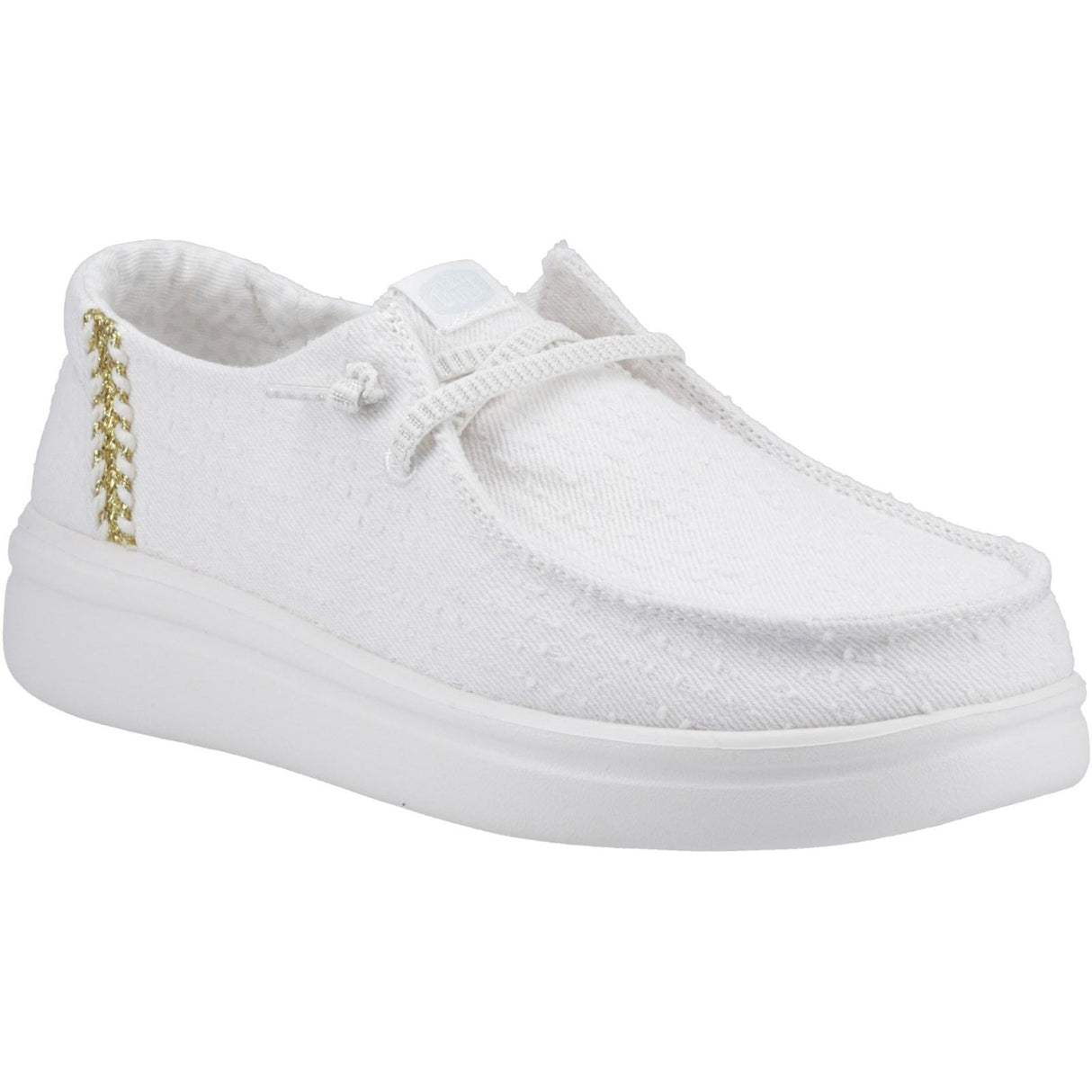 HEYDUDE Womens Wendy Rise Perf Canvas Shoes White