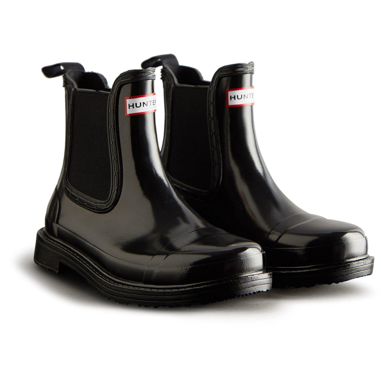 Hunter Womens Commando Gloss Chelsea Boots Black