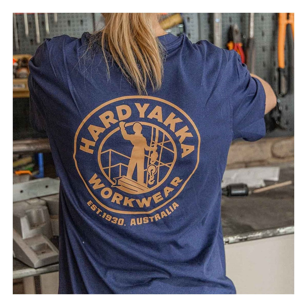 Hard Yakka Mens Heritage Icon Short Sleeve Tee Navy