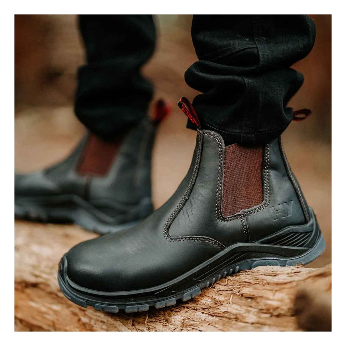 Hard Yakka Mens Banjo Elastic Gusset Safety Dealer Brown