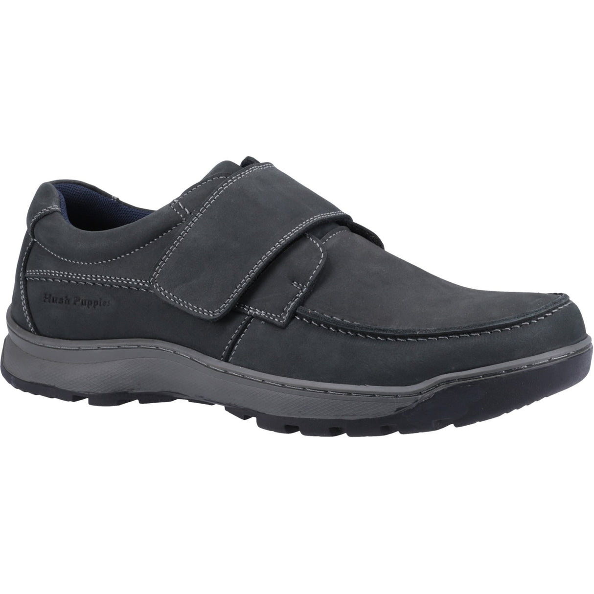 Hush Puppies Mens Casper Touch Fastening Shoes Navy Nubuck