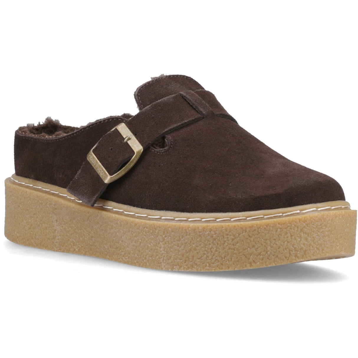 Hush Puppies Womens Blanche Fur Mule Chocolate