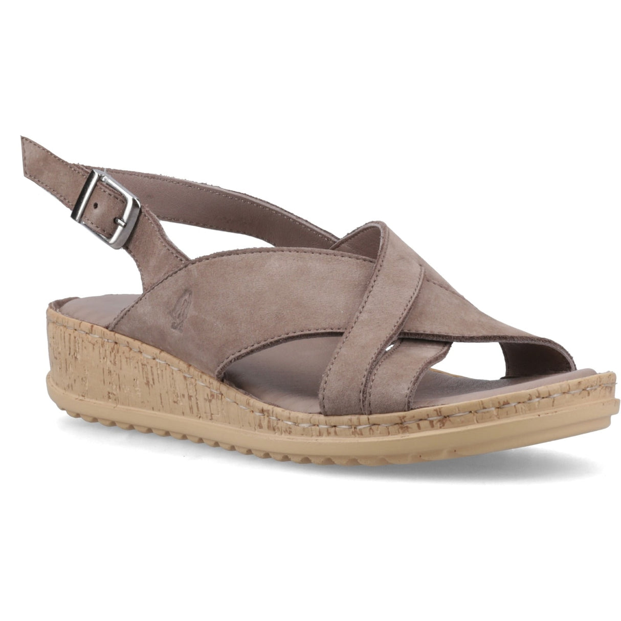 Hush Puppies Womens Elena Cross Over Wedge Sandal Fossil