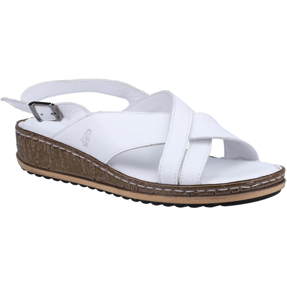 Hush Puppies Womens Elena Cross Over Wedge Sandal White