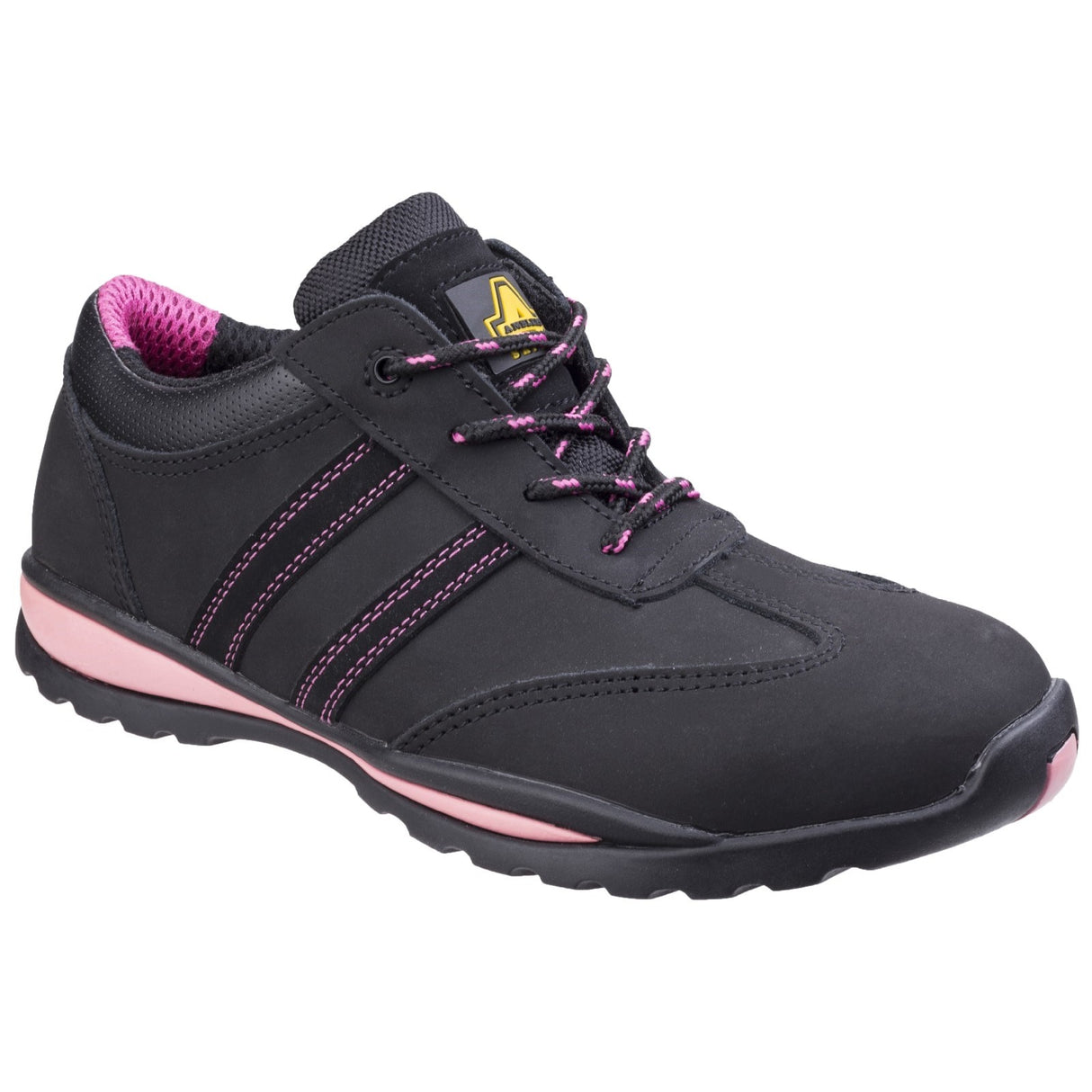 Amblers Safety Womens FS47 Safety Trainer Black/Pink