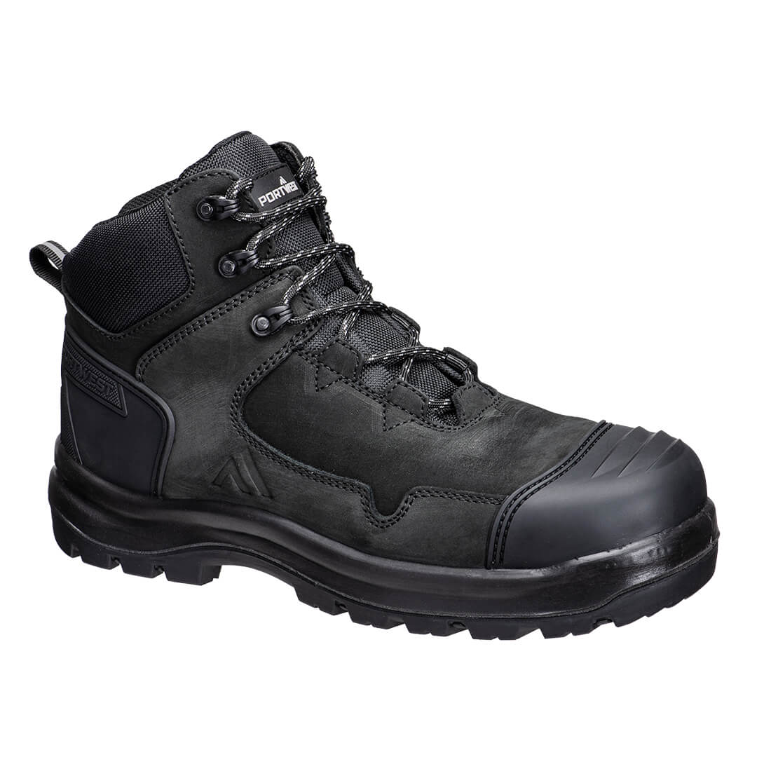 Portwest Composite Nubuck Leather Mid Boot S3S HRO SR FO SC LG Black