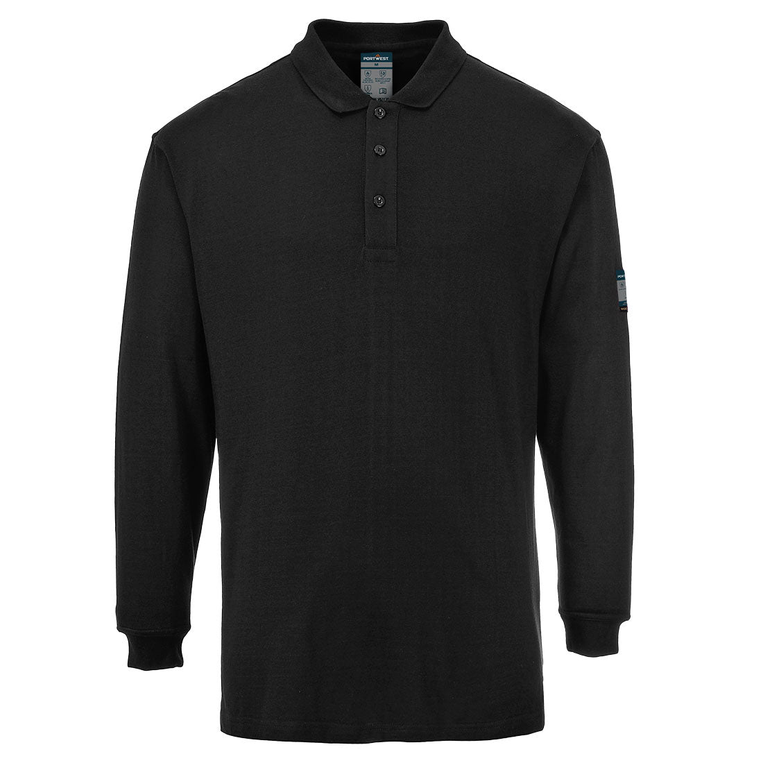Portwest Modaflame Knit FR Long Sleeve Polo Shirt Black