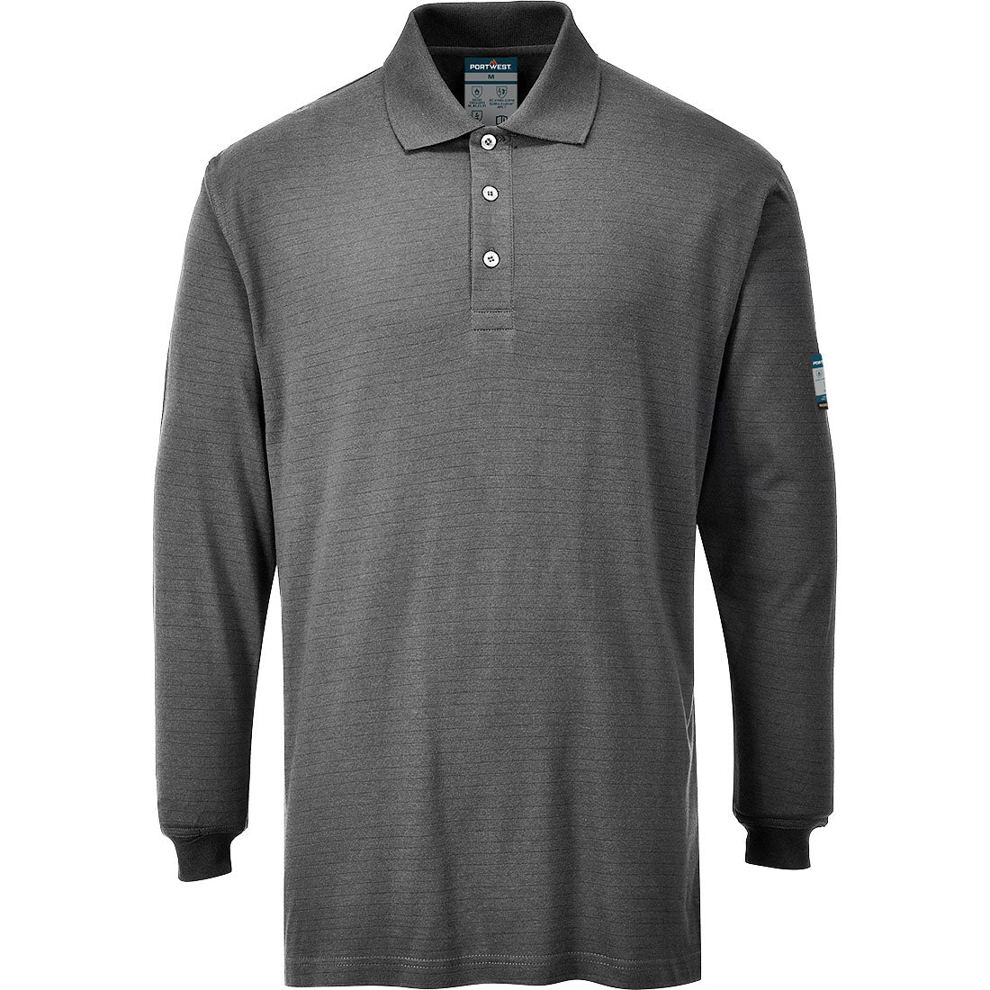 Portwest Modaflame Knit FR Long Sleeve Polo Shirt Grey