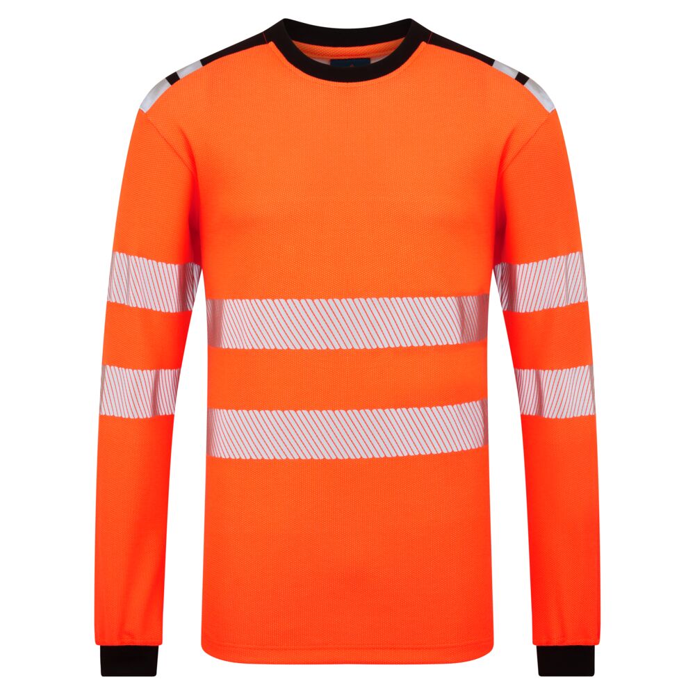 Portwest PW3 Modaflame Knit HVO FR Long Sleeve T-Shirt Orange/Black