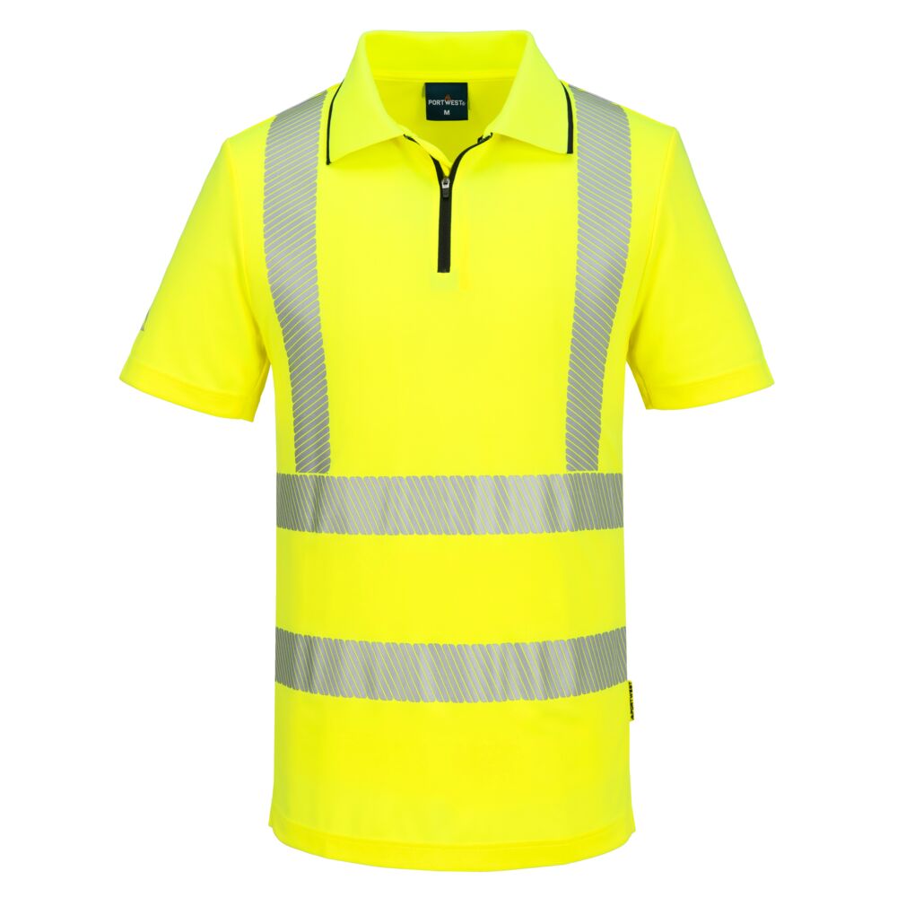 Portwest KX3 Sport Hi-Vis Zip Polo Shirt S/S Yellow