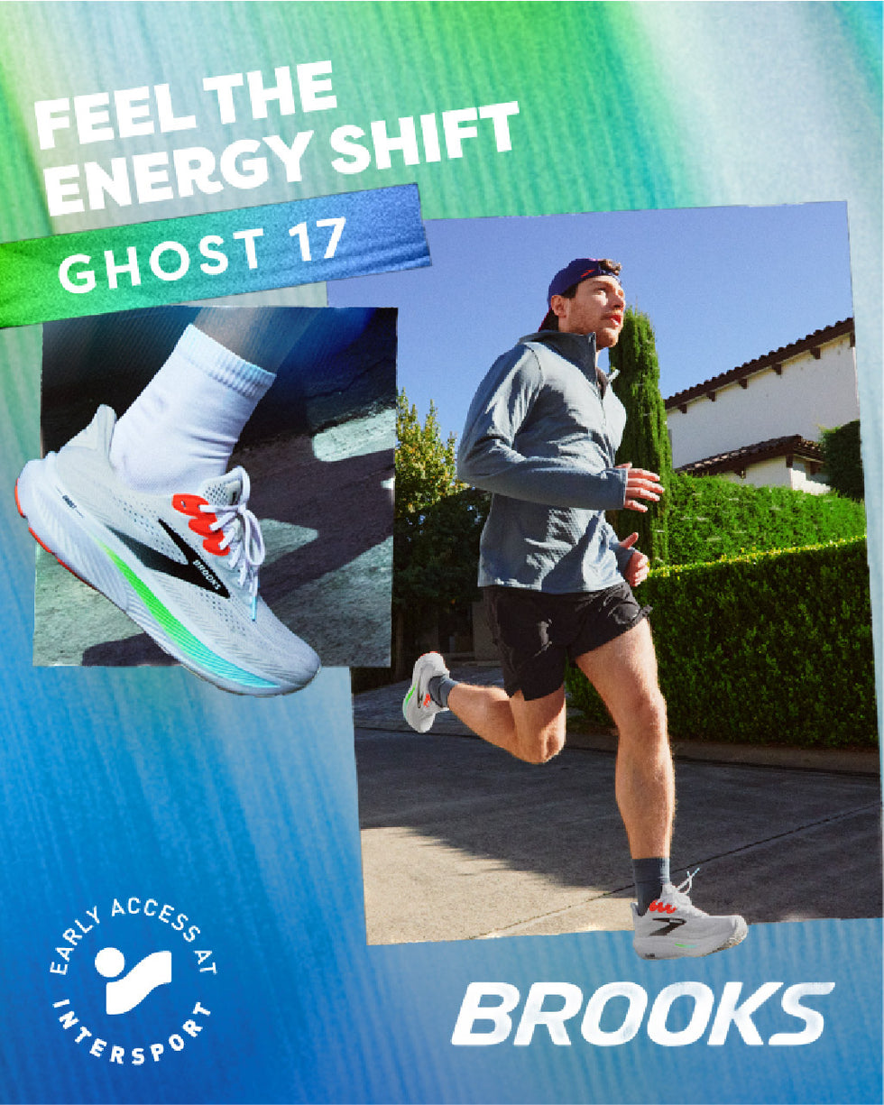 Man running in the sunshine wearing a paid of Brooks Ghost 17 runners