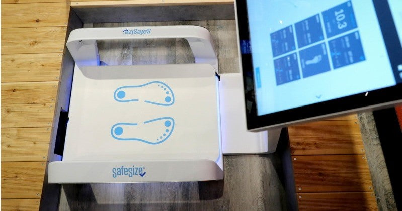 A Safesize machine used for measuring a customers shoe size