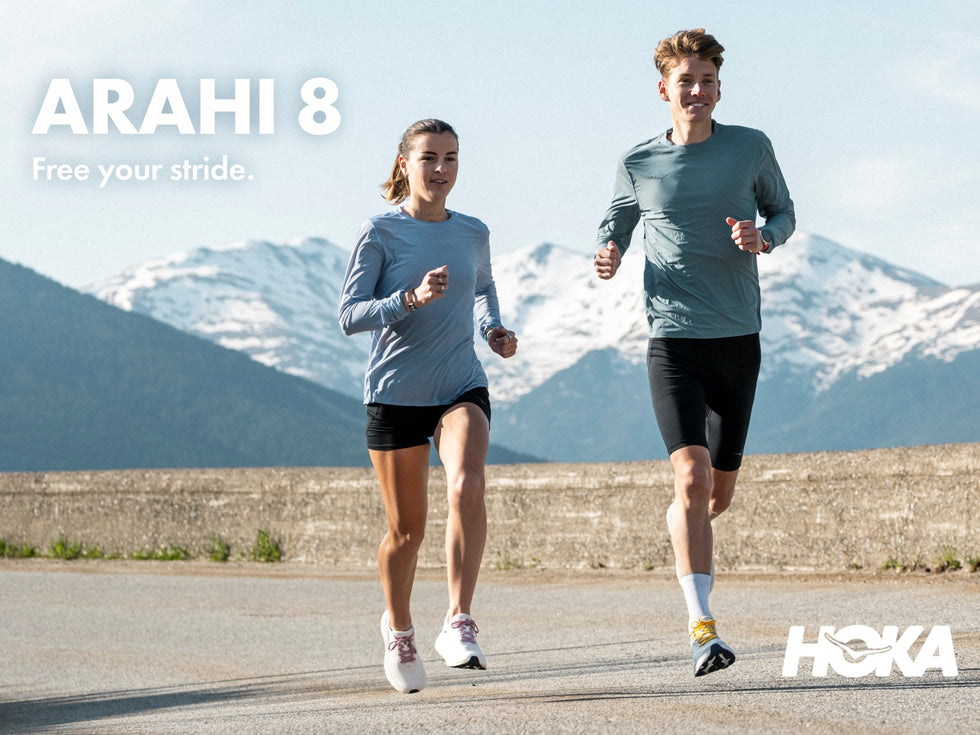 Homepage banner for the Hoka Arahi 8 Running Shoe