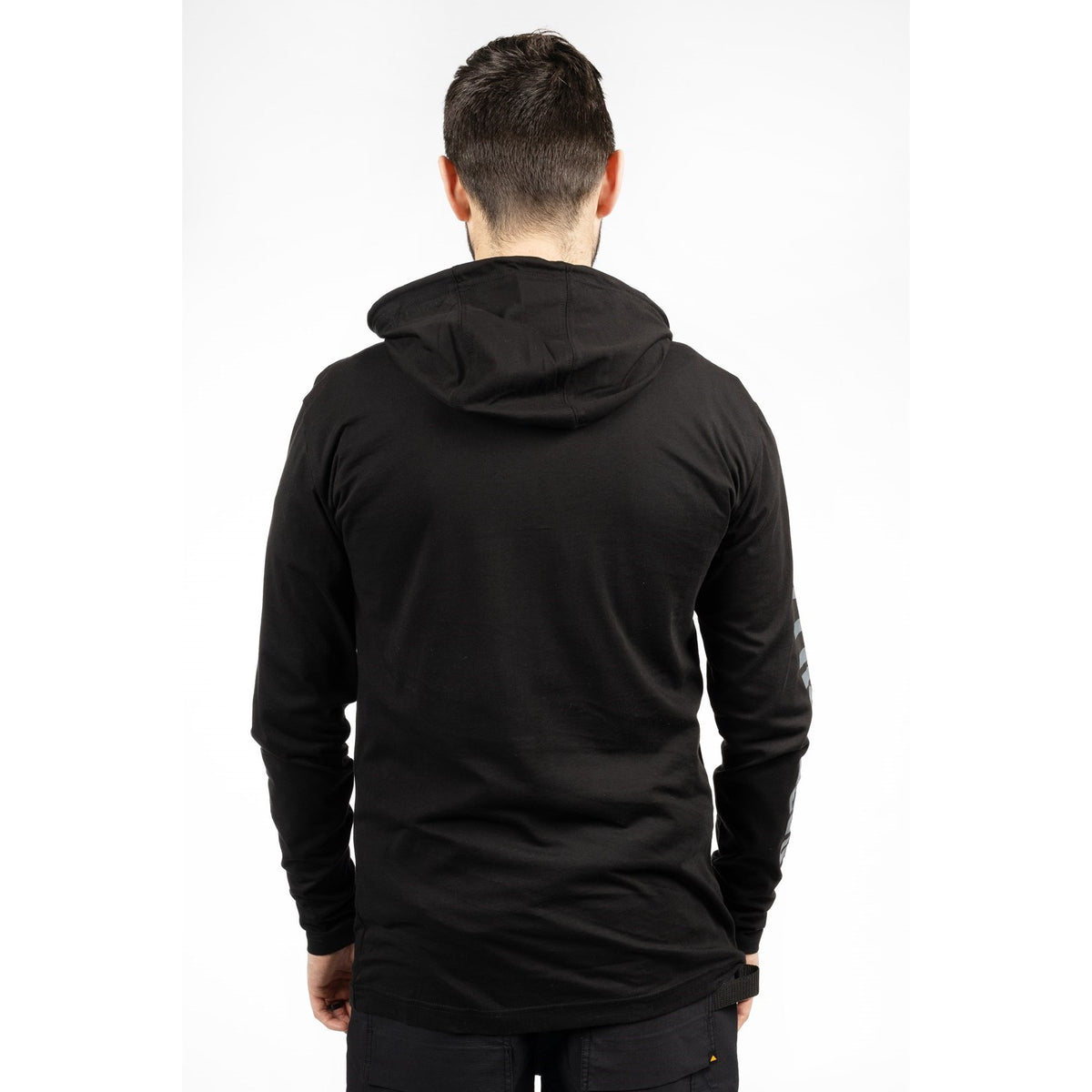 Caterpillar Mens Hooded Long Sleeve Tee Black