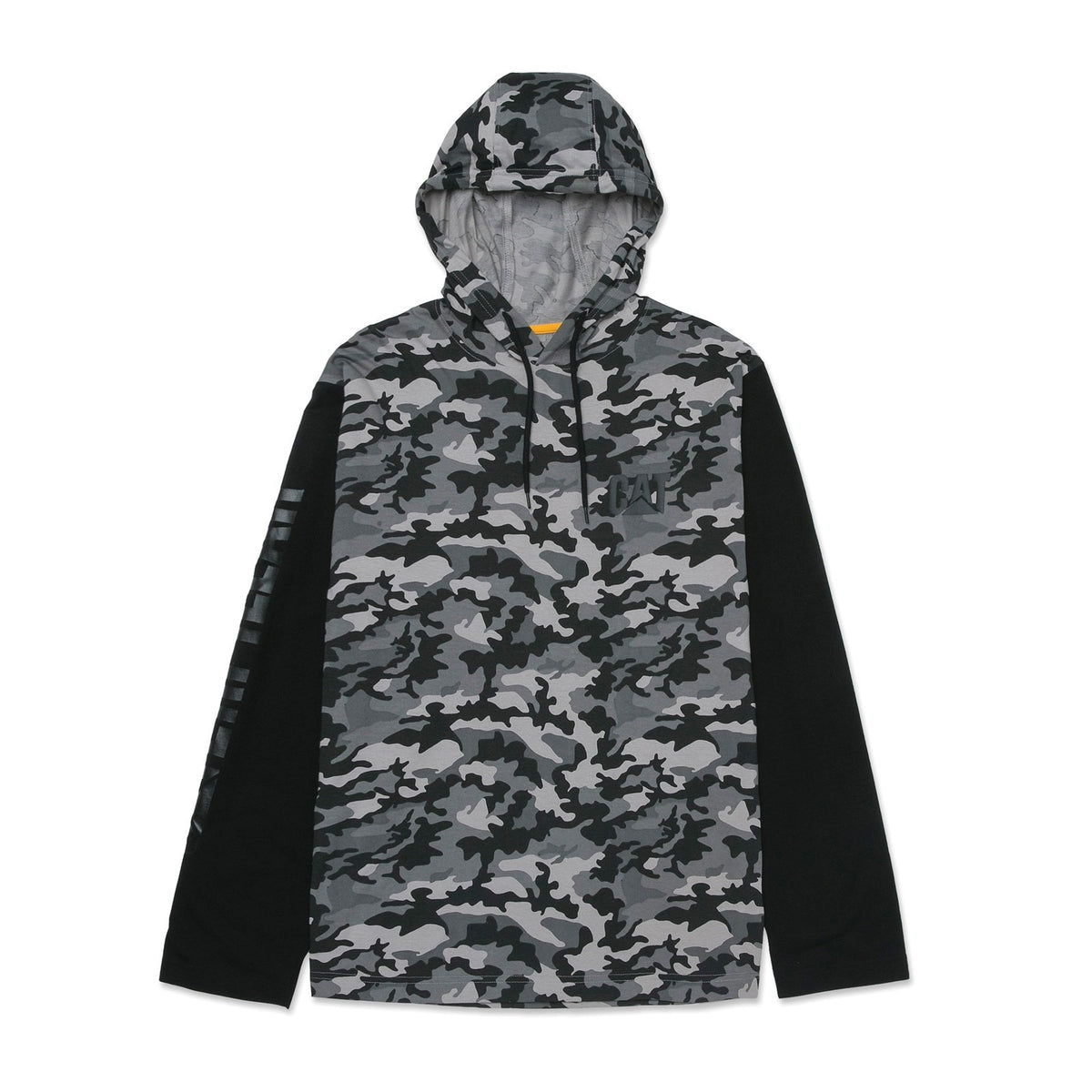 Caterpillar Mens Hooded Long Sleeve Tee Stone Camo