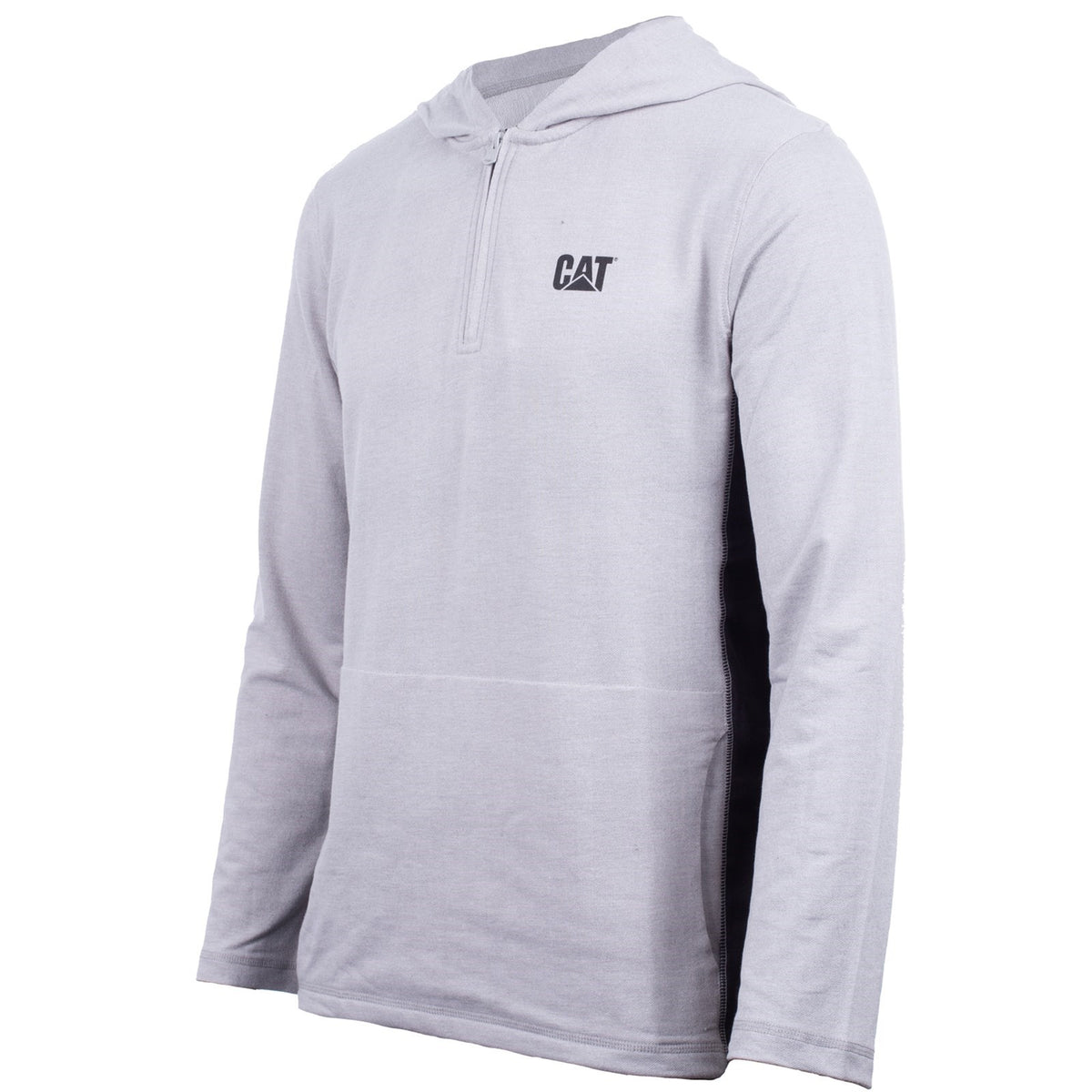 Caterpillar Mens Coolmax Quarter Zip Hoodie Heather Grey