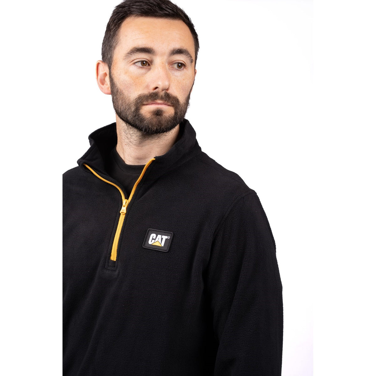 Caterpillar Mens Cat Microfleece Quarter Zip Black/Yellow