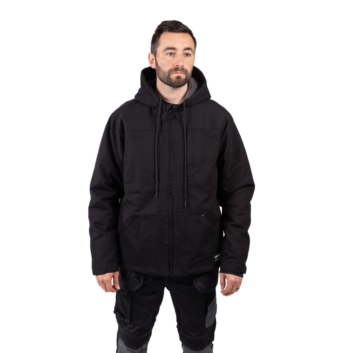 Caterpillar Mens Hooded Sherpa Lined Jacket Black