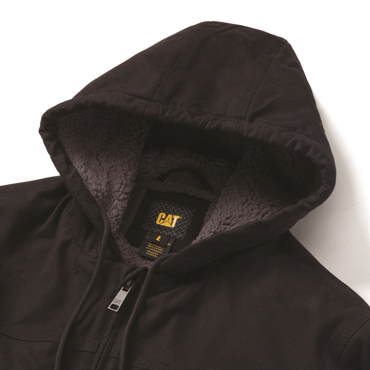 Caterpillar Mens Hooded Sherpa Lined Jacket Black