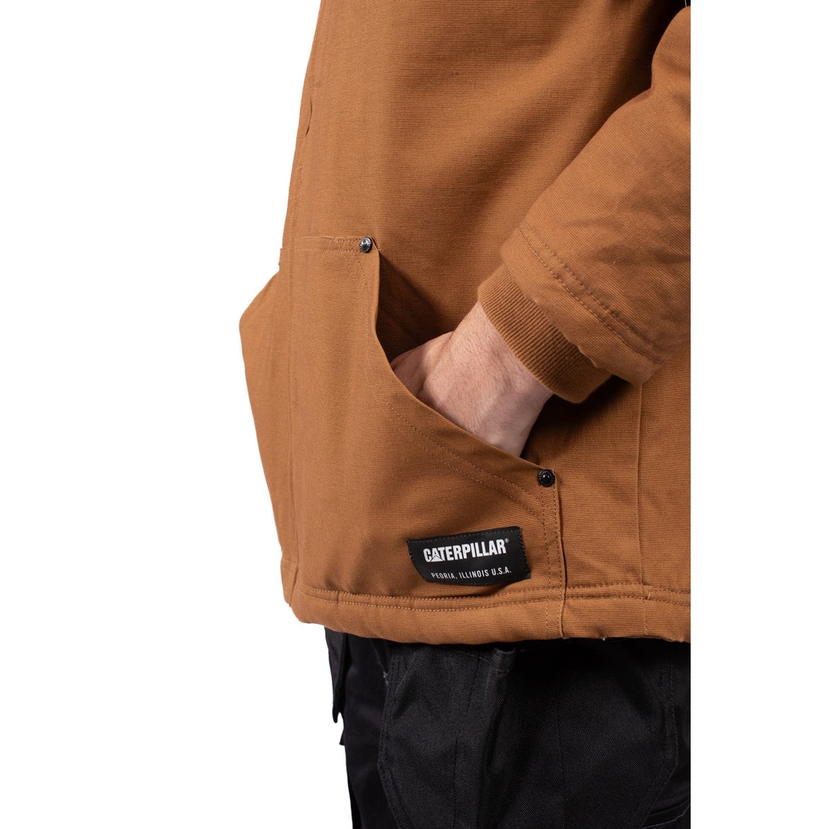 Caterpillar Mens Hooded Sherpa Lined Jacket Bronze
