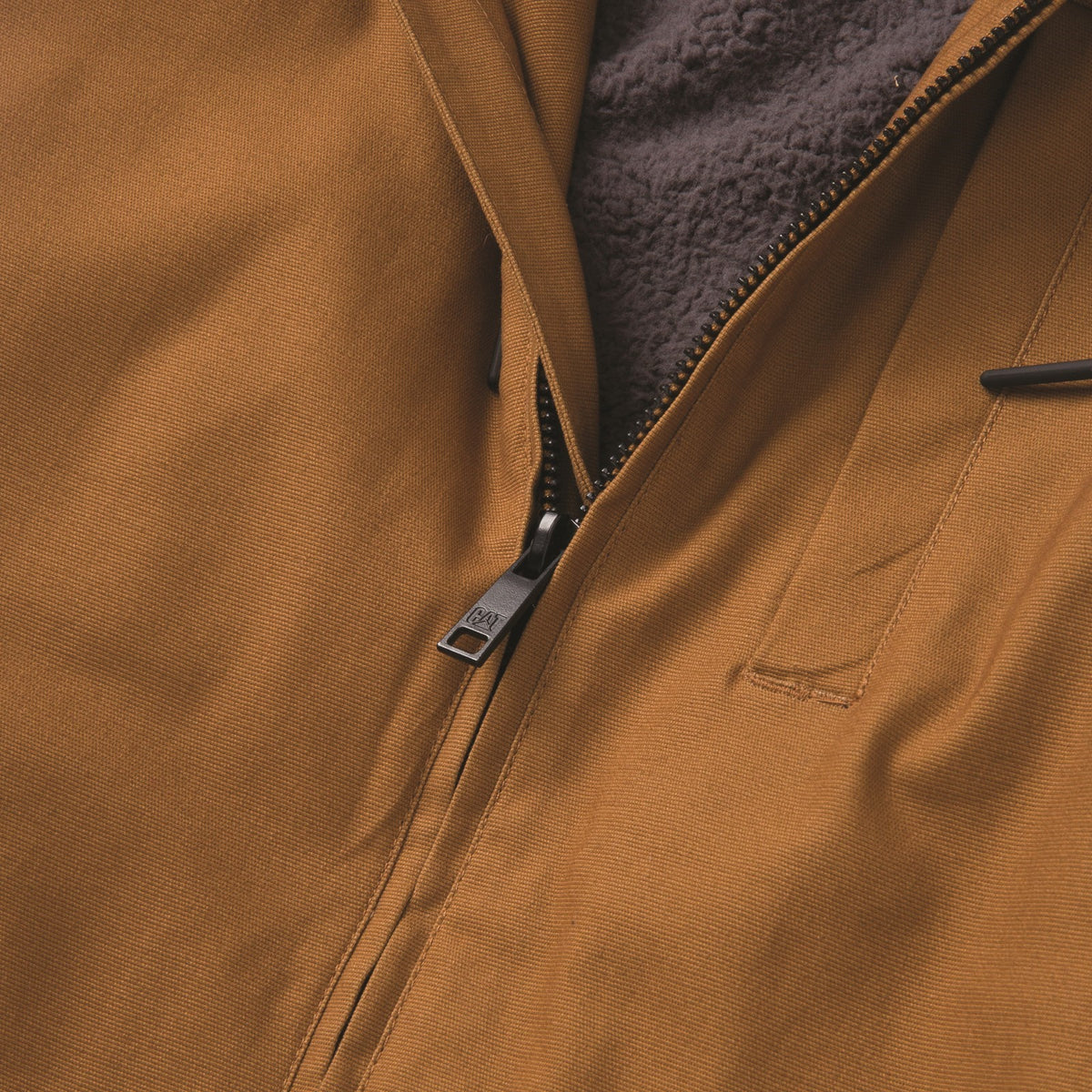 Caterpillar Mens Hooded Sherpa Lined Jacket Bronze