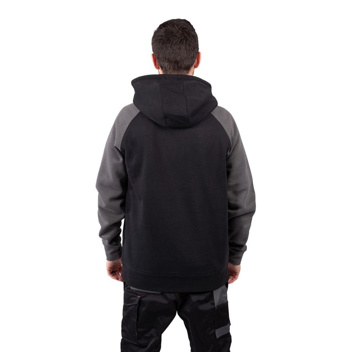 Caterpillar Mens Raglan Hooded Sweatshirt Black/Magnet