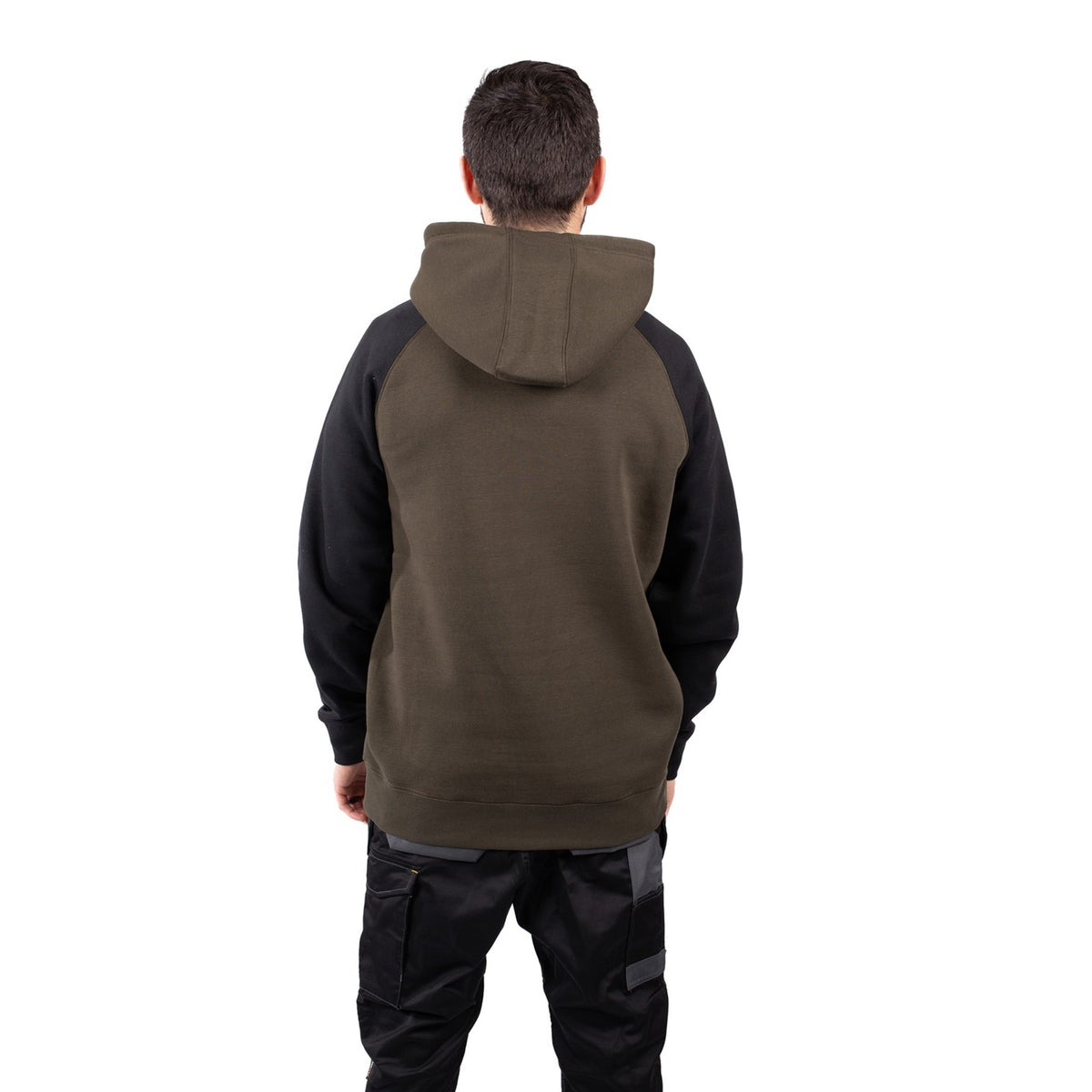 Caterpillar Mens Raglan Hooded Sweatshirt Army Moss/Black