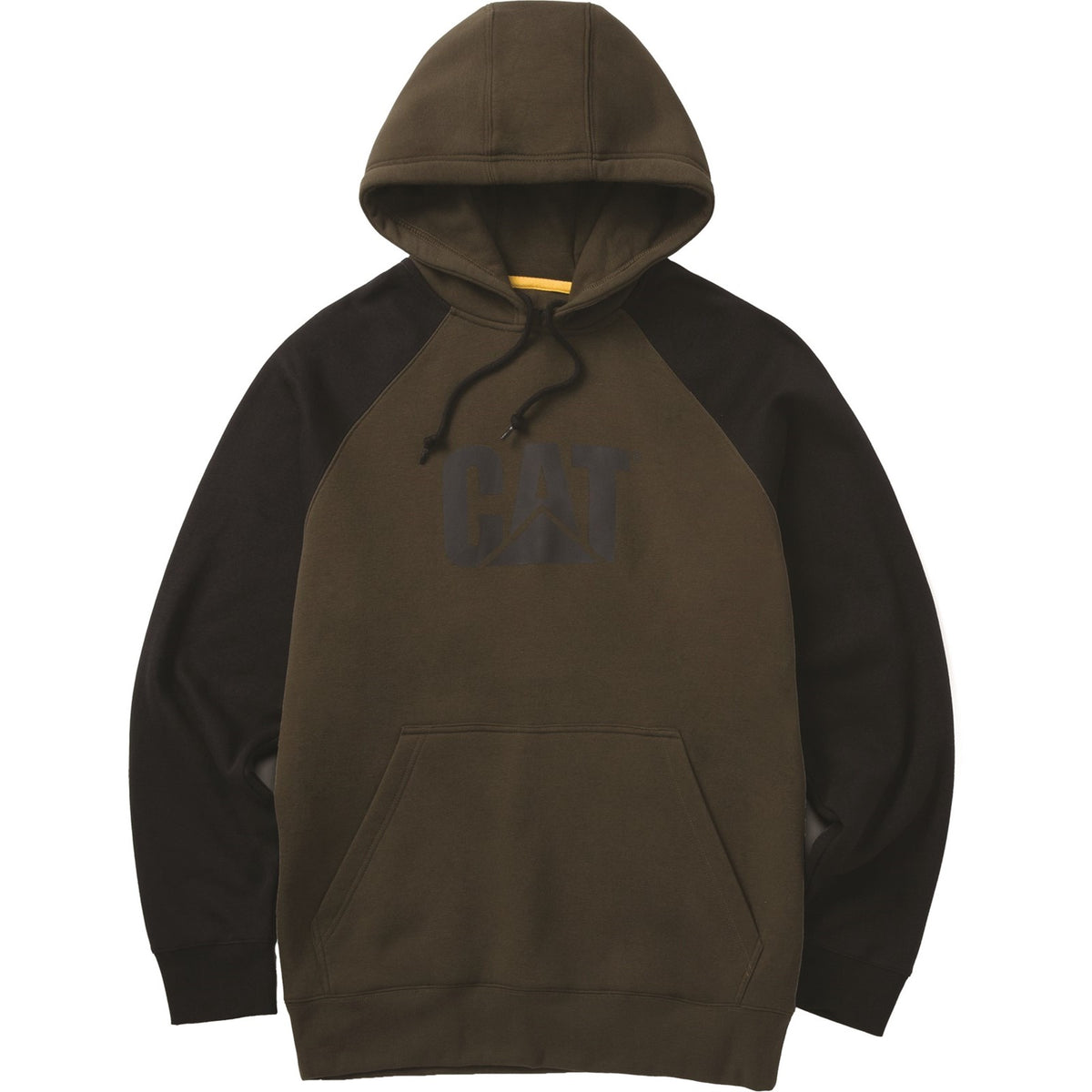 Caterpillar Mens Raglan Hooded Sweatshirt Army Moss/Black