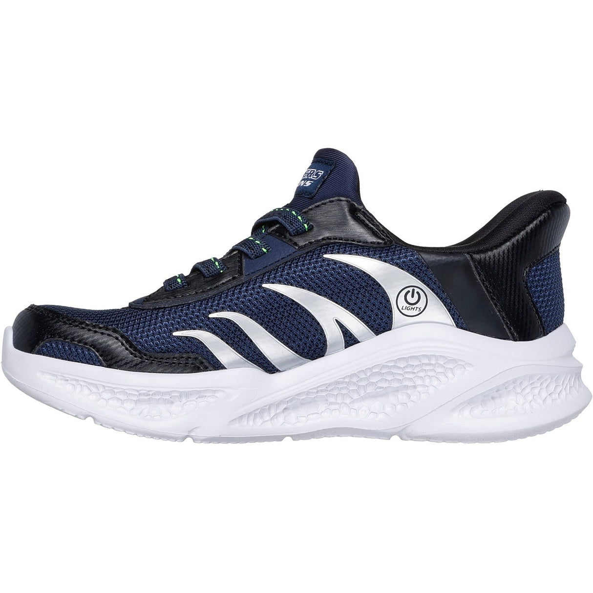 Skechers Junior Boys Meteor-Lights Brisk-Beams Trainers Navy/Black