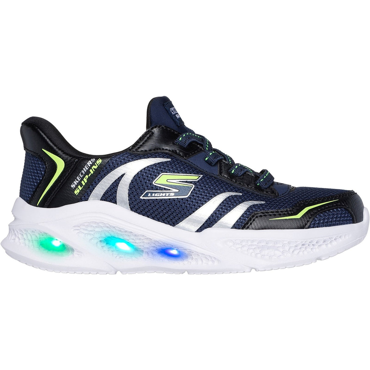 Skechers Junior Boys Meteor-Lights Brisk-Beams Trainers Navy/Black