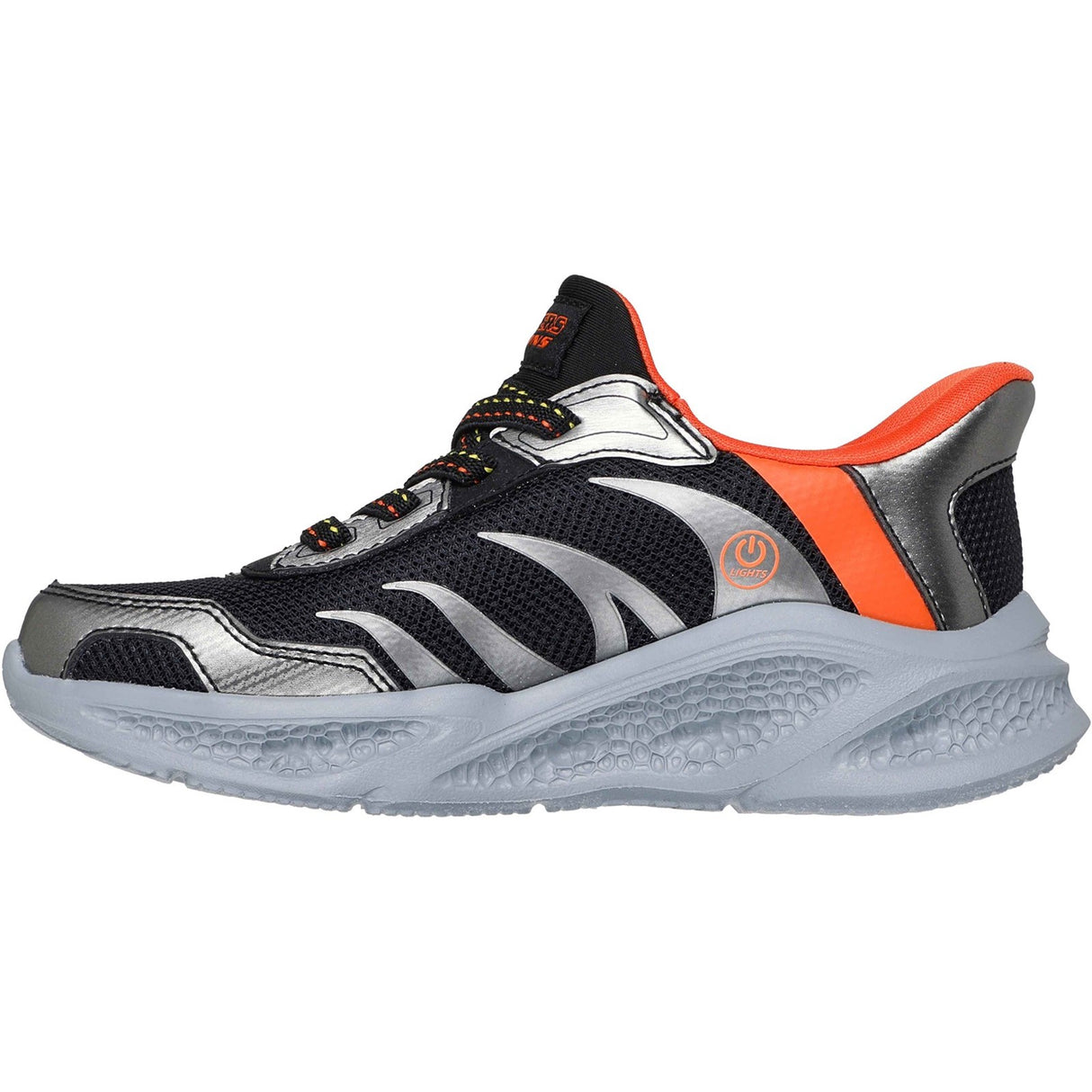 Skechers Junior Boys Meteor-Lights Brisk-Beams Trainers Black/Silver
