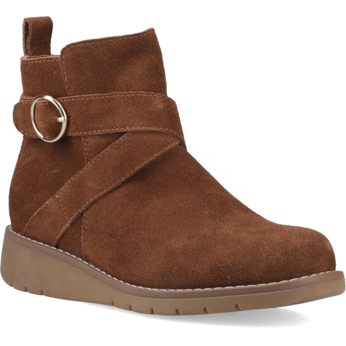 Hush Puppies Womens Lyra Buckle Boot Dark Tan