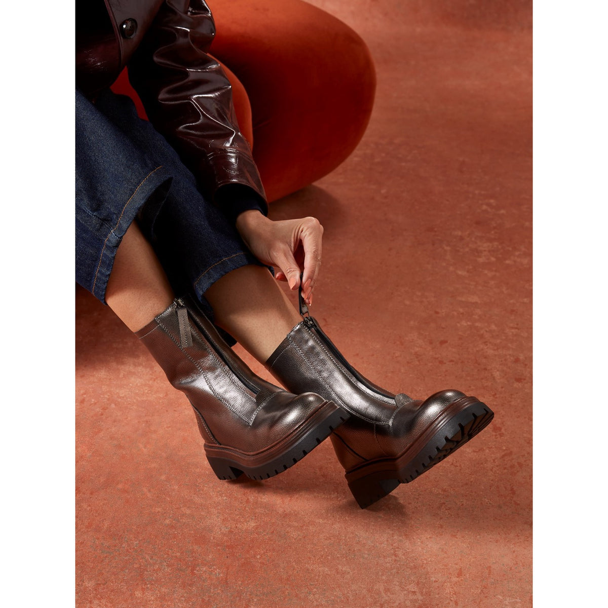 Hush Puppies Womens Roxanna Zip Boot Pewter