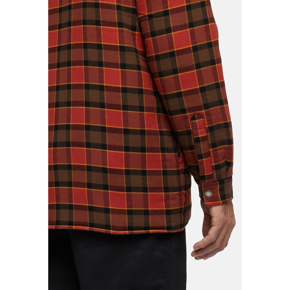 Dickies Mens Fleece Hooded Flannel Shirt Red Ochre